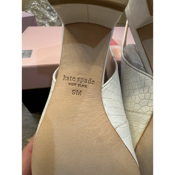 Kate Spade New York Sahiba Sling Back Pump White Crocodile Embossed Size 9 - Picture 9 of 13